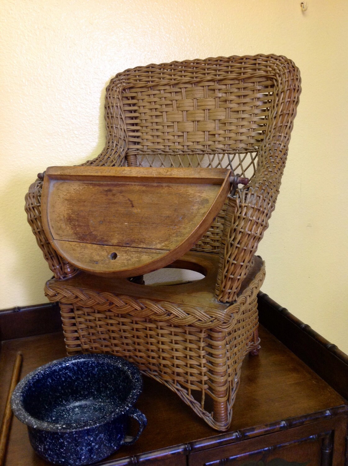 Victorian Wicker Potty Chair 1800's High Chair