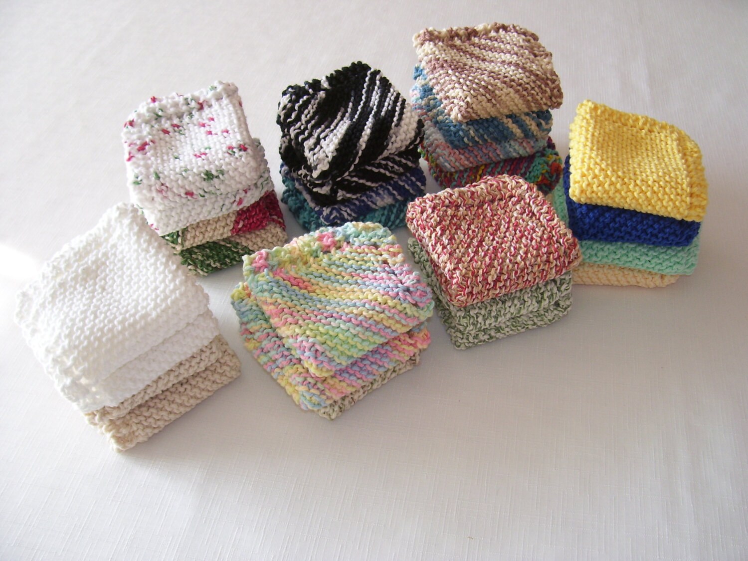 Hand Knit Dishcloths Washcloths in Cotton by PLAwear on Etsy