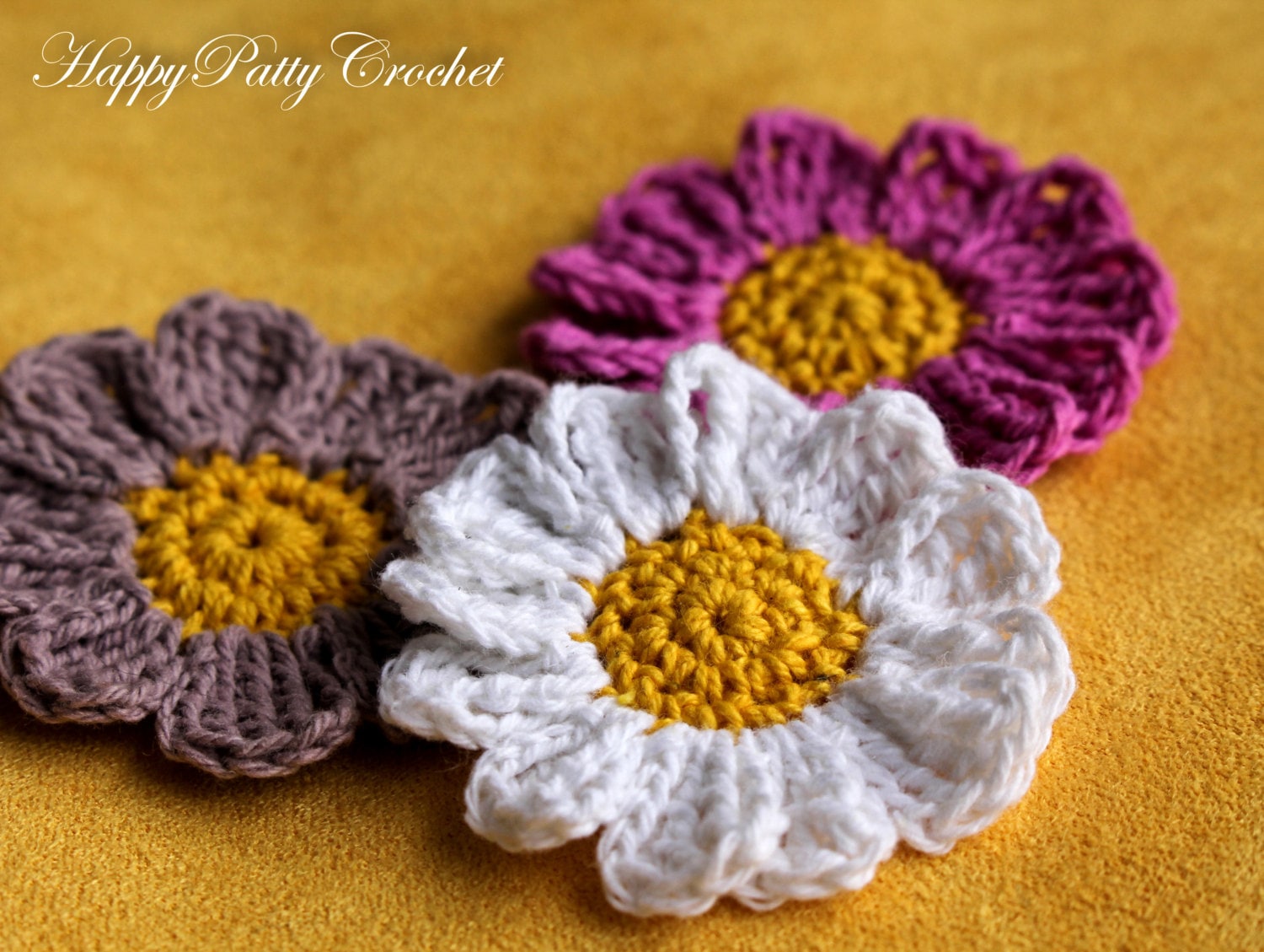 Mini Crochet Flowers Mini Crochet Daisy by HappyPattyCrochet