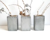 WOOD VASES silver set vases home decor gray Herb planters Gift set Set of 3 painted silver Decor Wedding gift by RusticFrameShop