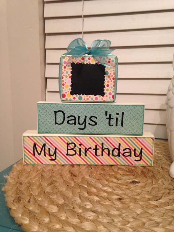 Birthday countdown chalkboard wood blocks by PigtailsandPaisleys
