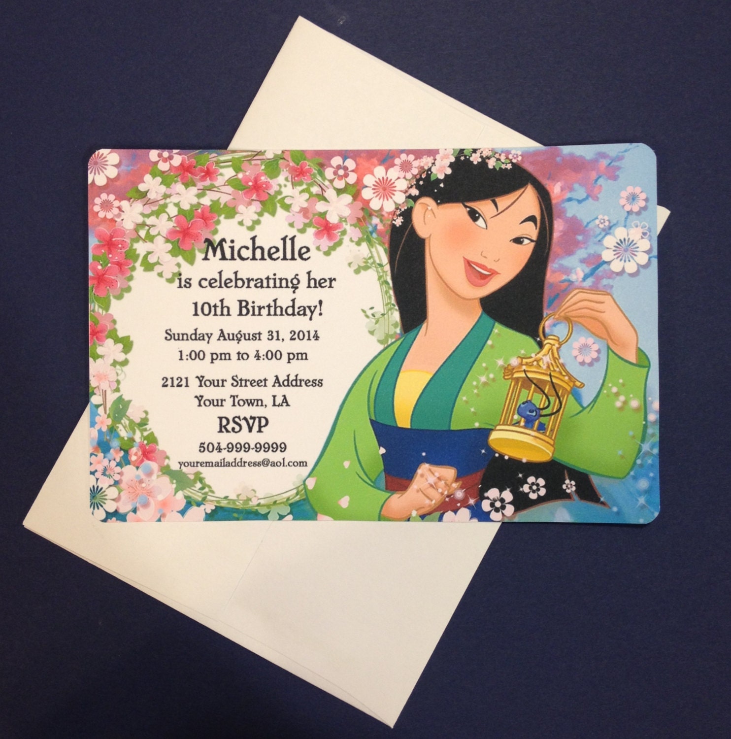 8 Mulan printed Birthday Party Invitations by MichelleAndCompany