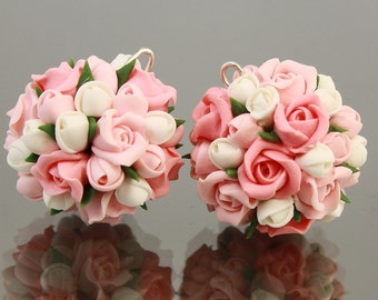 Polymer clay flower beads,polymer clay flower, flower beads,polymer clay flower jewelry