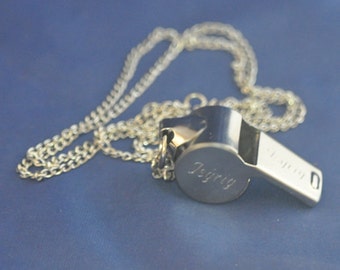 Personalized Whistle Necklace / Custom Engraved Name
