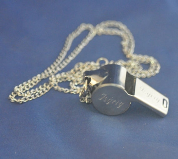 Personalized Whistle Necklace / Custom Engraved Name