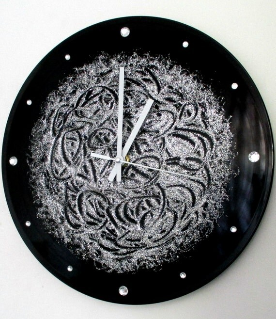 Beautiful Silver Glitter Wall Clock 12 vinyl by MySalesRock