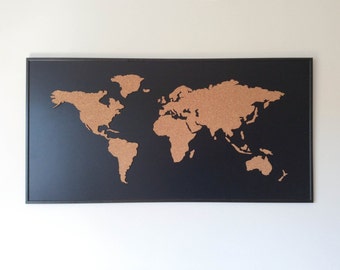 Map Of The World Cork Board Cork Board World Map - Black