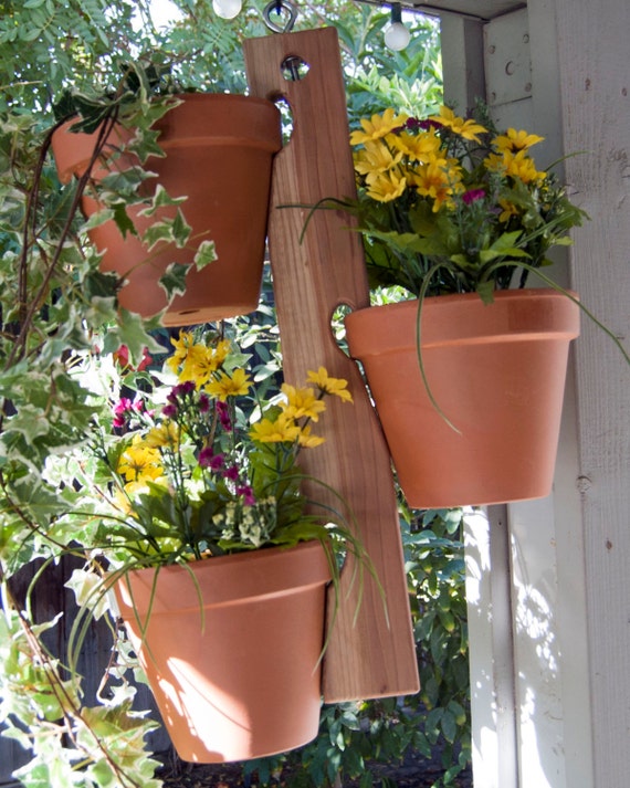 Wood Triple Clay Pot Plant Hanger