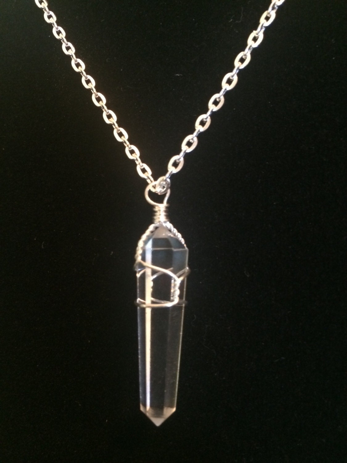 Raw Quartz Crystal Point Pendant Healing Crystal Necklace