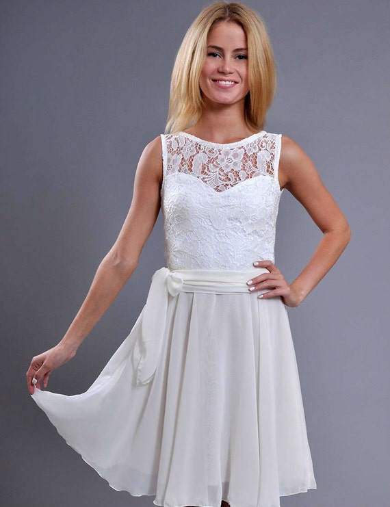 Ivory Dress Chiffon Wedding Dress Lace Bridesmaid Dress