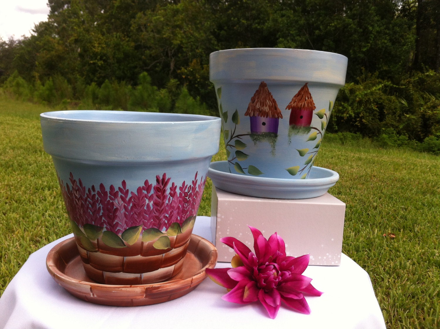 Hand Painted Flower Pots by TLeighForrester by TLeighForrester