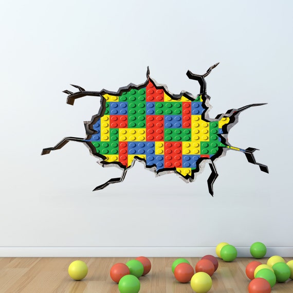 Wall Decals Stickers Full Colour Building Blocks Coloured