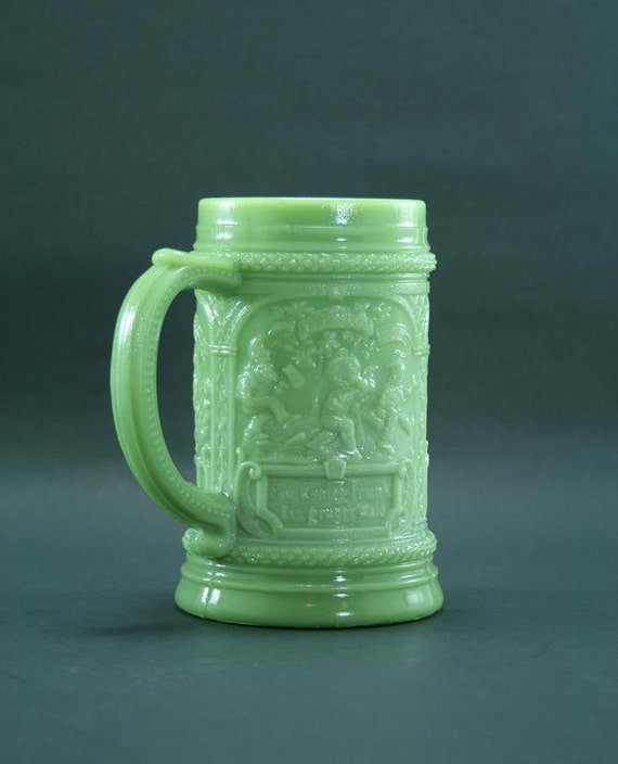 Vintage Jadeite Stein or Mug. Green Glass Beer Stein. Jade