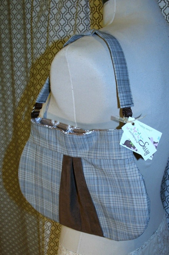 brown plaid handbag