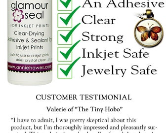 Photo Jewelry Glue. Glamour Seal Glass Cabochon Glue for Glass Pendants is safe for inkjet prints.