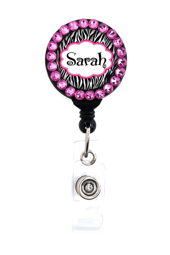 Items similar to Retractable Badge Holder Personalized Name Zebra