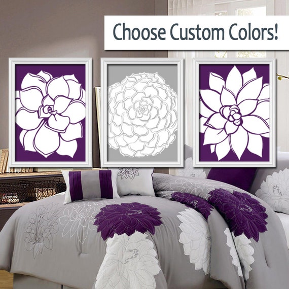 Grey Purple Wall Art Bedroom Pictures CANVAS or by TRMdesign