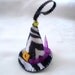 Felt Halloween Ornaments - Animal Print Witch Hat with purple sequins and beads - Halloween Decoration