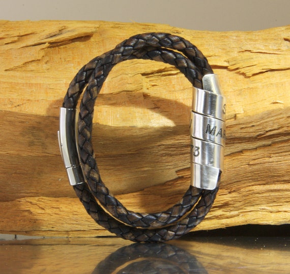 EDSG Personalized Mens Bracelet | Leather Engraved Bracelet