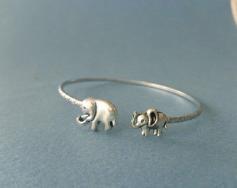 silver elephant bracelet wrap style