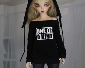 Minifee BJD KPop Shirt, MNF Black Shirt 1/4 Size Doll Clothes - MSD abjd - Casual Style