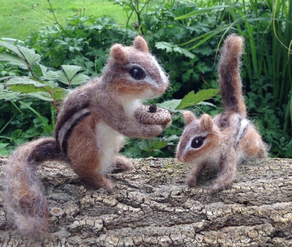 Needle Felted Chipmunk, Poseable