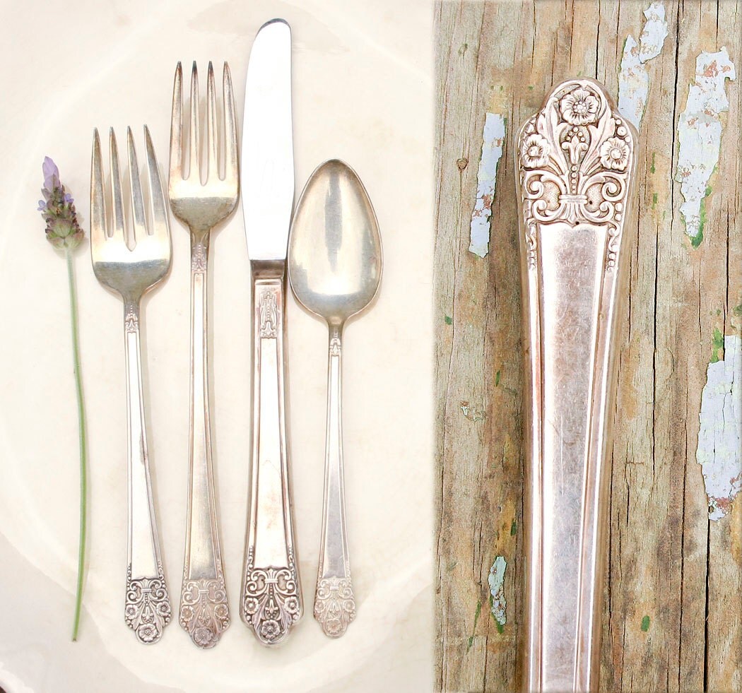 Vintage Silver Plate Flatware Place Setting / 1940's