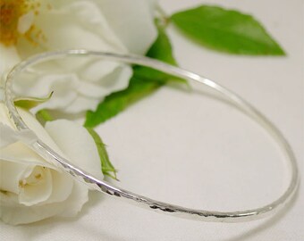Hammered Silver Bangle, Sterling Silver Bangle Bracelet, Hand Forged Jewelry, Solid Silver Stacking Bangle, Hand Hammered Silver Jewelry