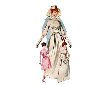 1960s Wedding Dress Pattern with Jacket Bell Skirt Bridal Gown Sleeveless Dress Bridesmaid Butterick 2570 Bust 31 Vintage Sewing Pattern