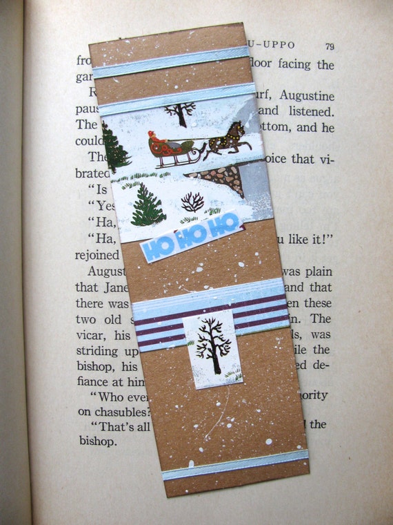 Items similar to Bookmark Handmade Christmas Sleigh and Snow on Etsy