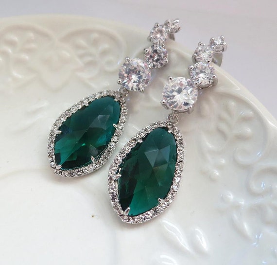 Mother of Groom Emerald Earrings Green Bridal Earrings