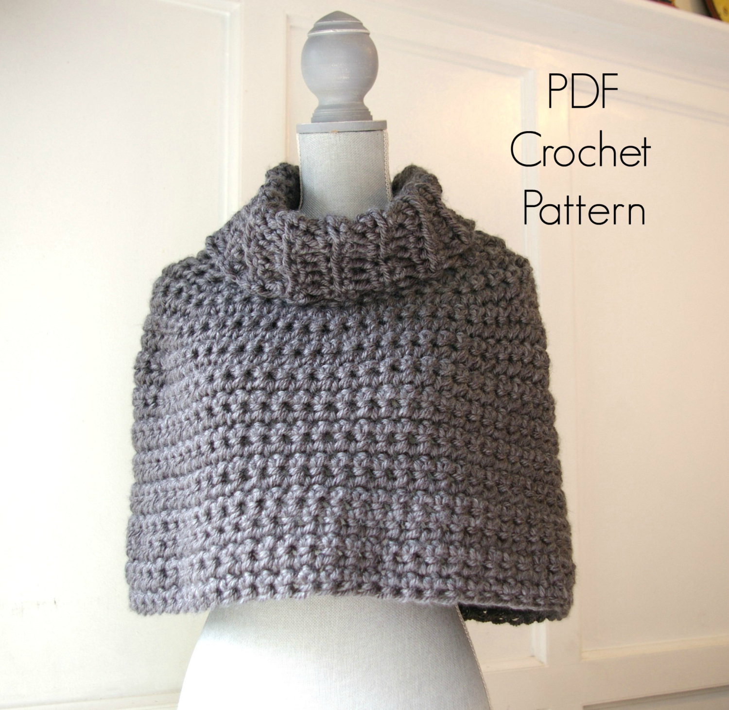 Crochet Pattern PDF Capelet Cowl Poncho Instant Download