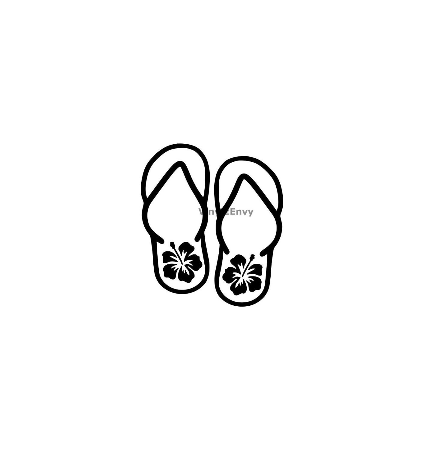 Flip Flops with Flower Car Decal Vinyl Car Decals Window