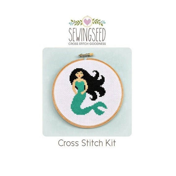 Mermaid Cross Stitch Kit DIY Kit Embroidery Kit DIY Nursery