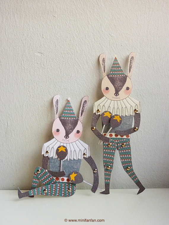 Mr. Rabbit - Articulated Paper Doll Set available on etsy