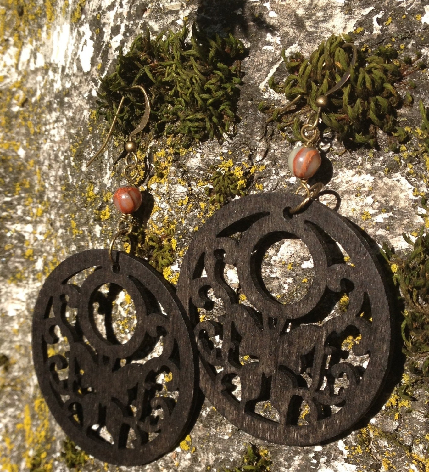 Carved Wood Dangle Earrings By AllisonParkDesigns On Etsy