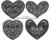 Heart Doilies Clip Art - Lace Valentine Hearts - Doily ClipArt - Delicate & HandDrawn Design - PNG and Photoshop Brushes - Il_170x135
