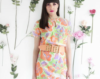 Boda, French Vintage, 1970s Floral Mini Dress, from Paris