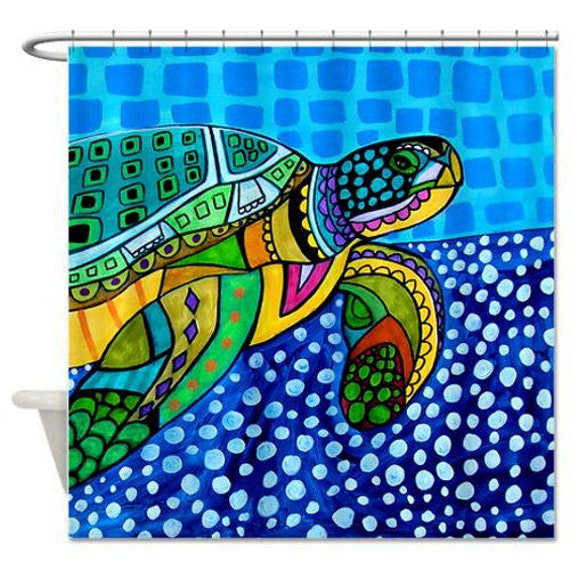 Sea Turtle Art Shower Curtain Kids or Adult by HeatherGallerArt