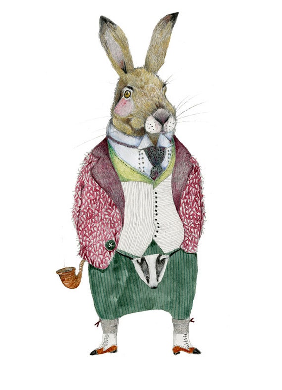 Hare illustration print 8x11 giclee print