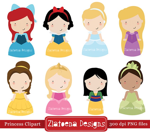 Princess Digital Clipart / Cute Princess Clip Art / by Zlatoena