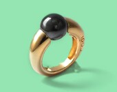 Black ring, Hematite ring, stone ring,unique gemstone ring, gold plate ...