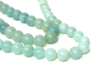 Amazonite Beads, 8mm round natural gemstone bead, Full or half strands available (854S)