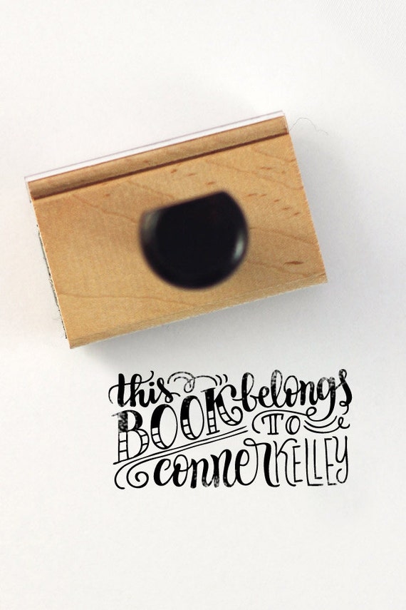 This book belongs to - book plate - hand lettered stamp - custom stamp - DIY - library stamp
