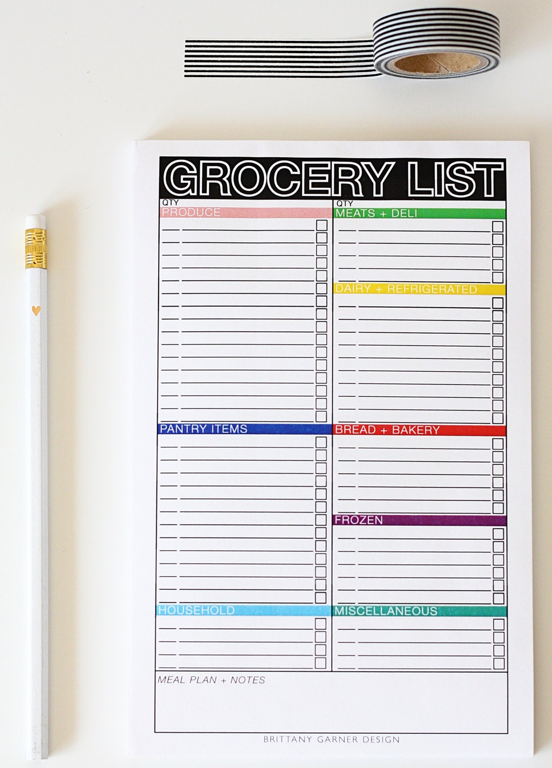 Gift For Her Grocery List Notepad Grocery by BrittanyGarnerDesign