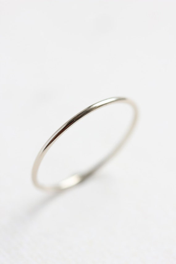 Thin white gold ring, solid 14k white gold, stacking ring, everyday ...