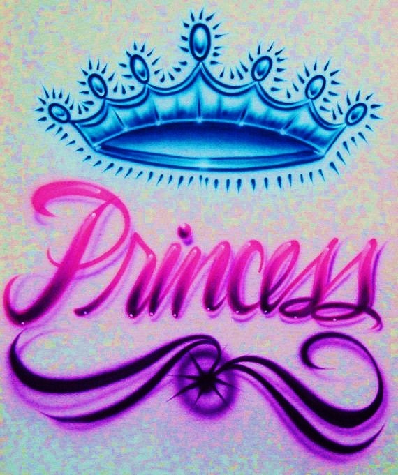 Airbrush T Shirt With Princess Crown Airbrush by BizzeeAirbrush