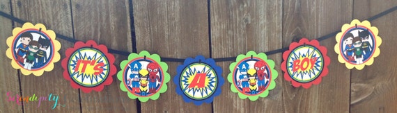 Superhero Boys: Word Banner USE for birthday, baby shower, celebration Il_570xn