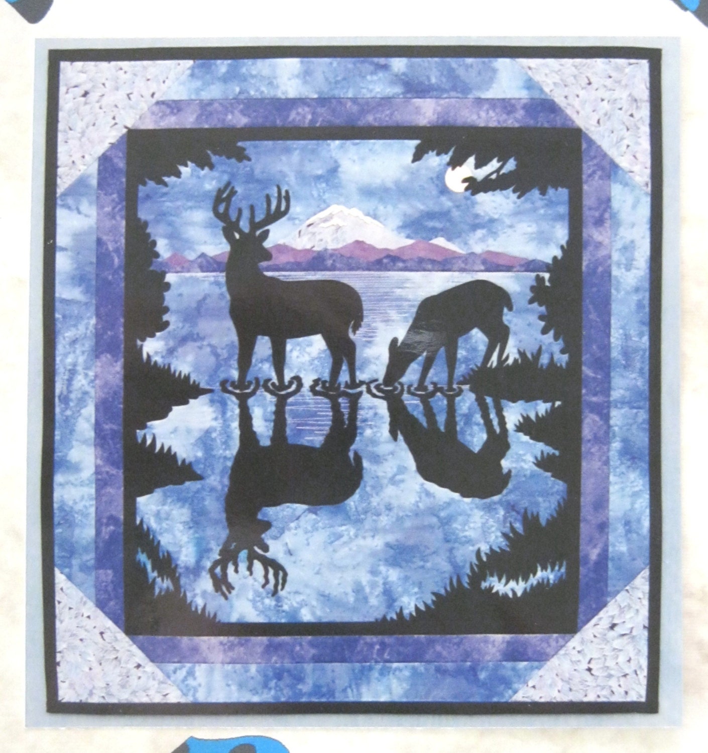 Deer Quilt Pattern 21 x 23 Calm Reflections Applique Wall