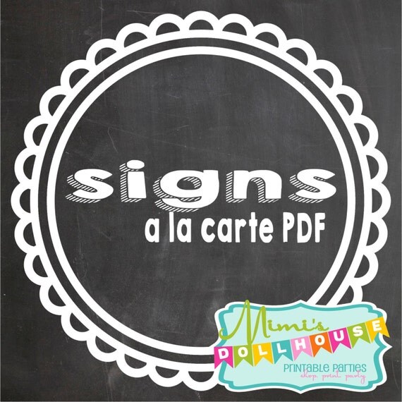 A la Carte Signs (4x6, 5x7, 8x8 or 8x10) from any Mimi's Dollhouse Design PDF/JPEG Il_570xn